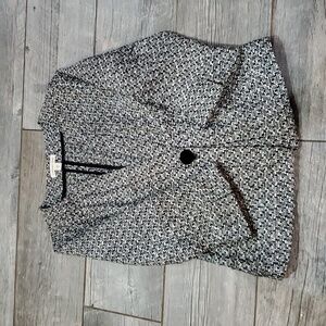 Coldwater Creek Woven Black & White Jacquard Blazer, 6